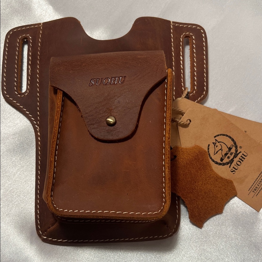 Suohu Brown Leather Belt Holster Dark coffee color